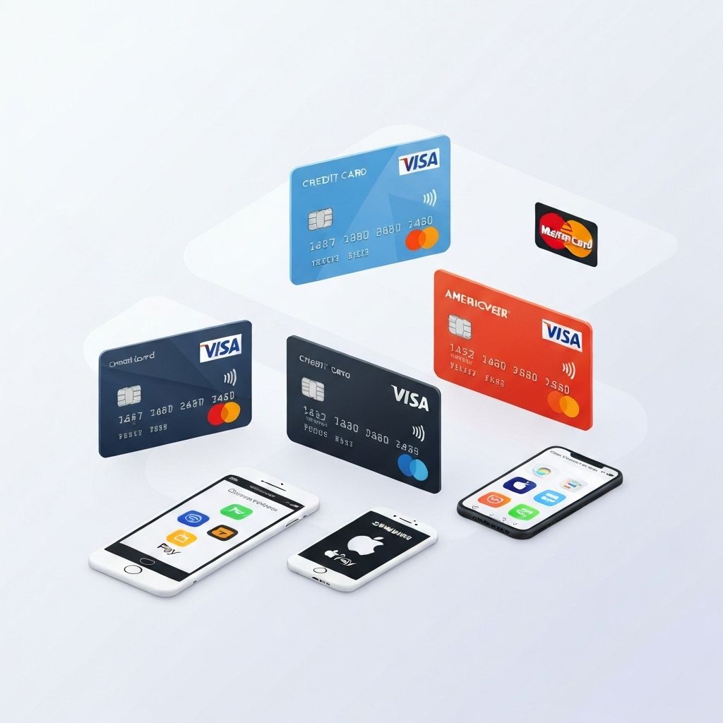 Various payment methods including credit cards, digital wallets, and online payment options
