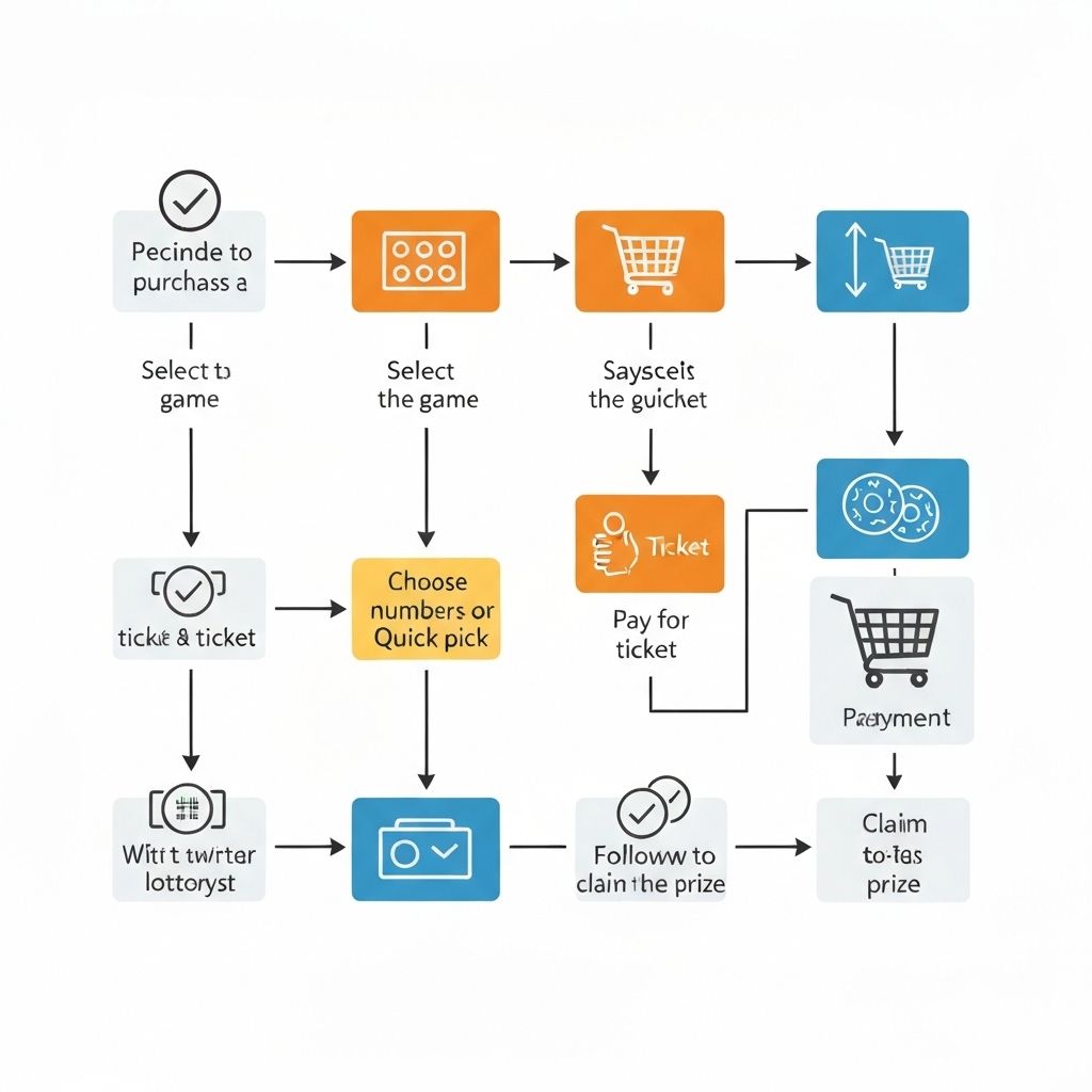 Step-by-step process diagram showing how international lottery services work