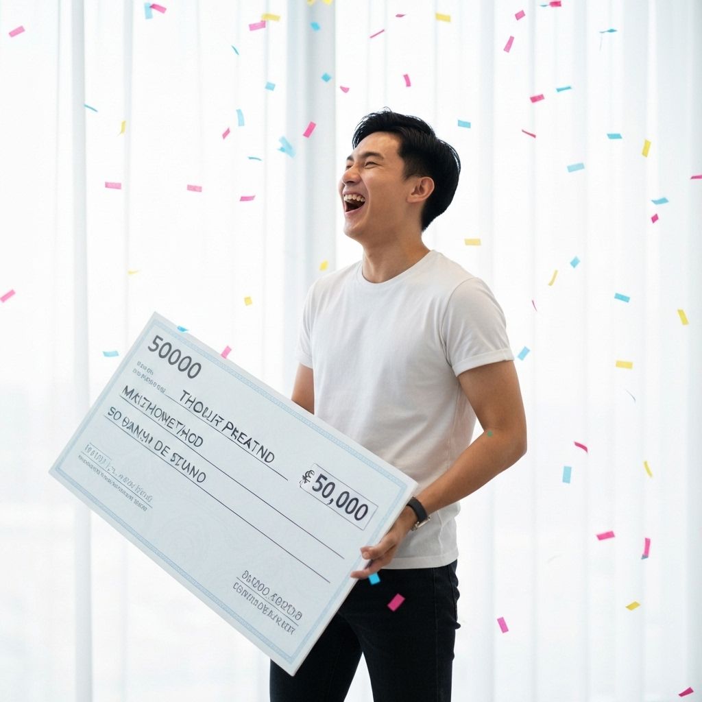 Lottery winner celebrating