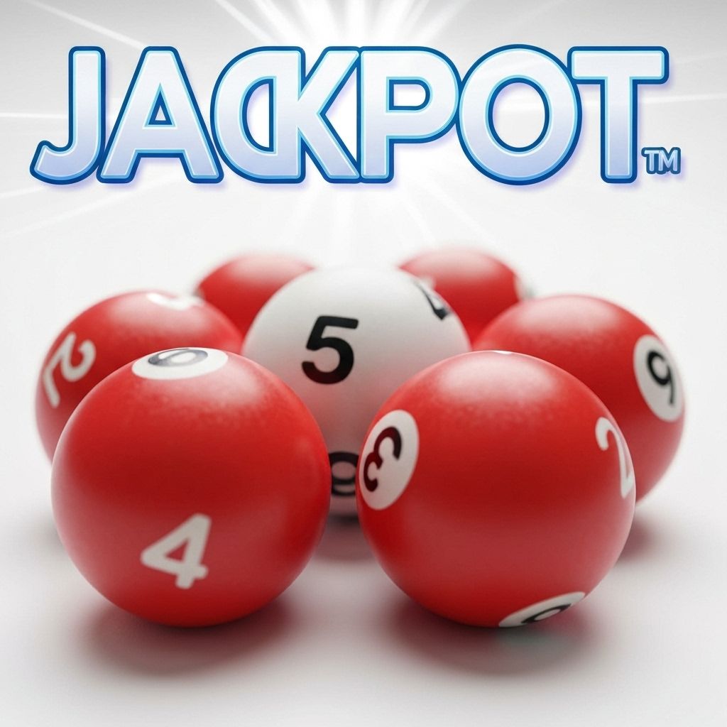 Powerball lottery balls with winning numbers and jackpot amount display